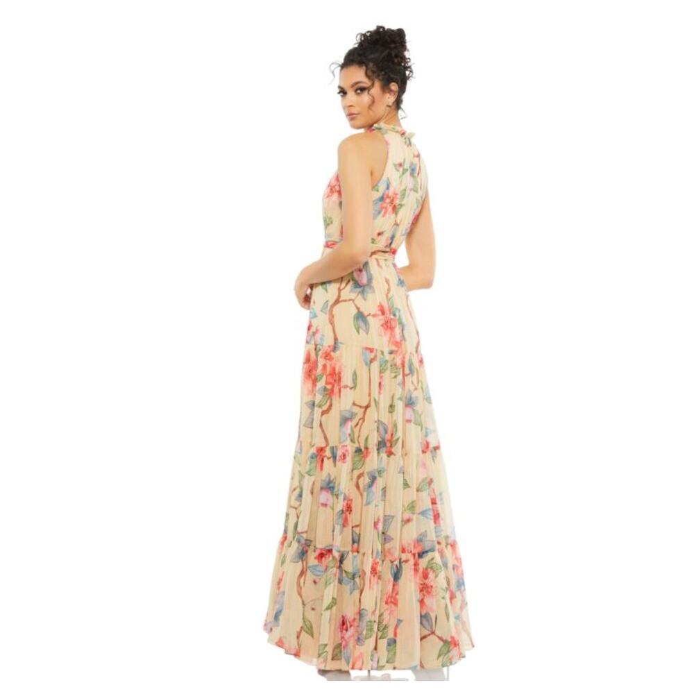 New with Tags Ieena Mac Duggal 70203 Floral High Neck Pleated Maxi Dress Size 2 - Picture 2 of 16